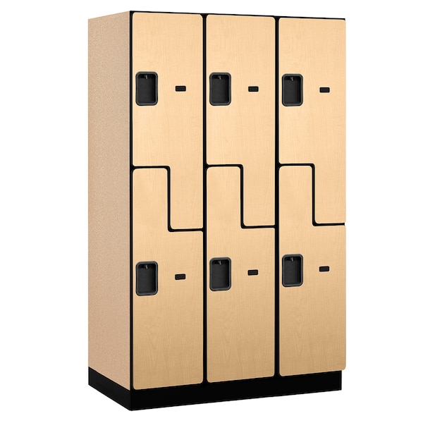 Wardrobe Locker, 45" W, 21" D, 76" H, (3) Wide, (6) Openings, Maple